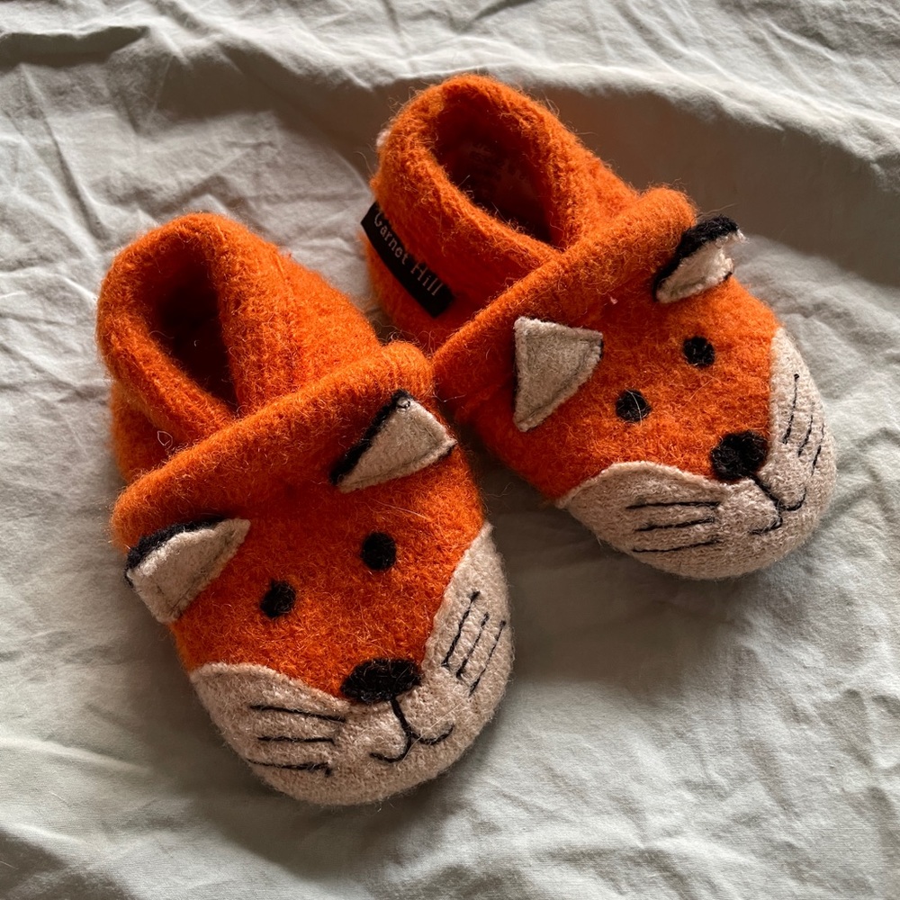 Garnet Hill boiled wool baby fox slippers